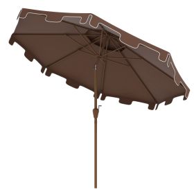 Outsunny 8.8' Patio Umbrella with Push Button Tilt and Crank, Brown