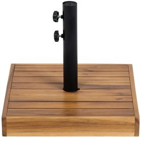 Outsunny Square Patio Umbrella Base, 42 lbs Concrete Heavy Duty Umbrella Base with Holder for 1.25"/1.5" Poles for Outdoor, Lawn, Poolside, Teak
