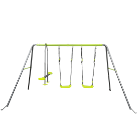 XNS081 lime green interesting swingset with plastic safe swing set 440lbs for outdoor playground for age 3+ with face to face without tee