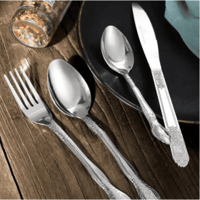 Product Name  Deluxe Premium Cutlery Flatware Set For The Home  Stainless Steel Cutlery Service With 1 Dinner Fork, 1 Dinner Knife, 1 Dinner Spoo (Color: Silver)