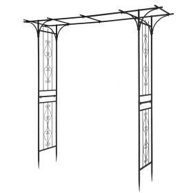 7.1ft Black Flat Top Wrought Iron 16mm Pipe Courtyard Iron Arch (Color: Black)
