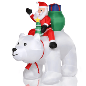 6ft 15W 7pcs LED Lights Santa Claus Rides Polar Bear Garden Santa Claus Decoration (Option: As shown in the figure)