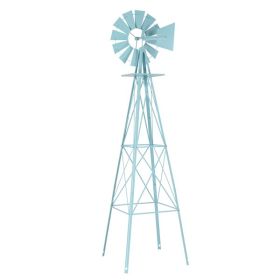 8ft Light Blue Ribbon Wind Vane, 4-pod Standing Iron Windmill (Color: Green)