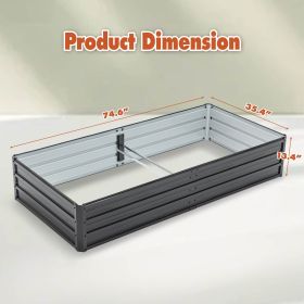 Outdoor Galvanized Raised Garden Bed Kit, Black Rectangle Planter For Vegetables, Fruits, And Herbs (Option: 6x3x1 FT)