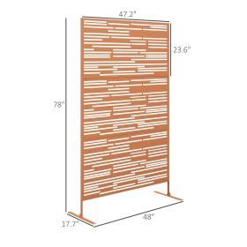 78 H X 48 W Metal Outdoor Privacy Screen, Freestanding Decorative Privacy Fence Screen For Balcony, Brown (Color: Brown)