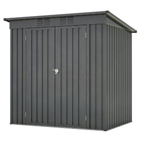 6 X 4 Ft Outdoor Storage Shed, All Weather Tool Shed For Garden, Backyard, Lawn, Black (Color: Black)