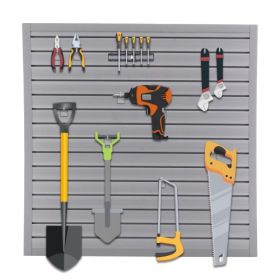 Premium PVC Slat Wall Panels, Garage & Home Organization System, 4ft X 4ft Modular Design, Easy Snap-On Installation, Grey Finish, 16 Sqft Storag (Option: Gray)