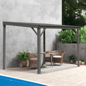 8x10 Lean To Gazebo With Upgraded Drainage System, Wall Mounted Gazebo Hardtop Galvanized Steel Sloping Roof For Patio Deck Lawn Party Gray (Option: Gray)