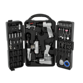 71 Piece Air Tool And Accessories Kit, Impact Wrench, Air Ratchet, Die Grinder, Aire Hammer, Hose Fittings, Storage Case (Option: Black and Silver)
