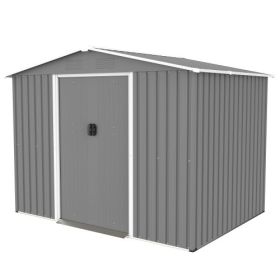 10X8 FT Outdoor Tool Storage Shed With Metal Foundation & Lockable Doors, All Weather Metal Sheds For Garden, Patio, Backyard, Lawn, Gray (Option: Gray)